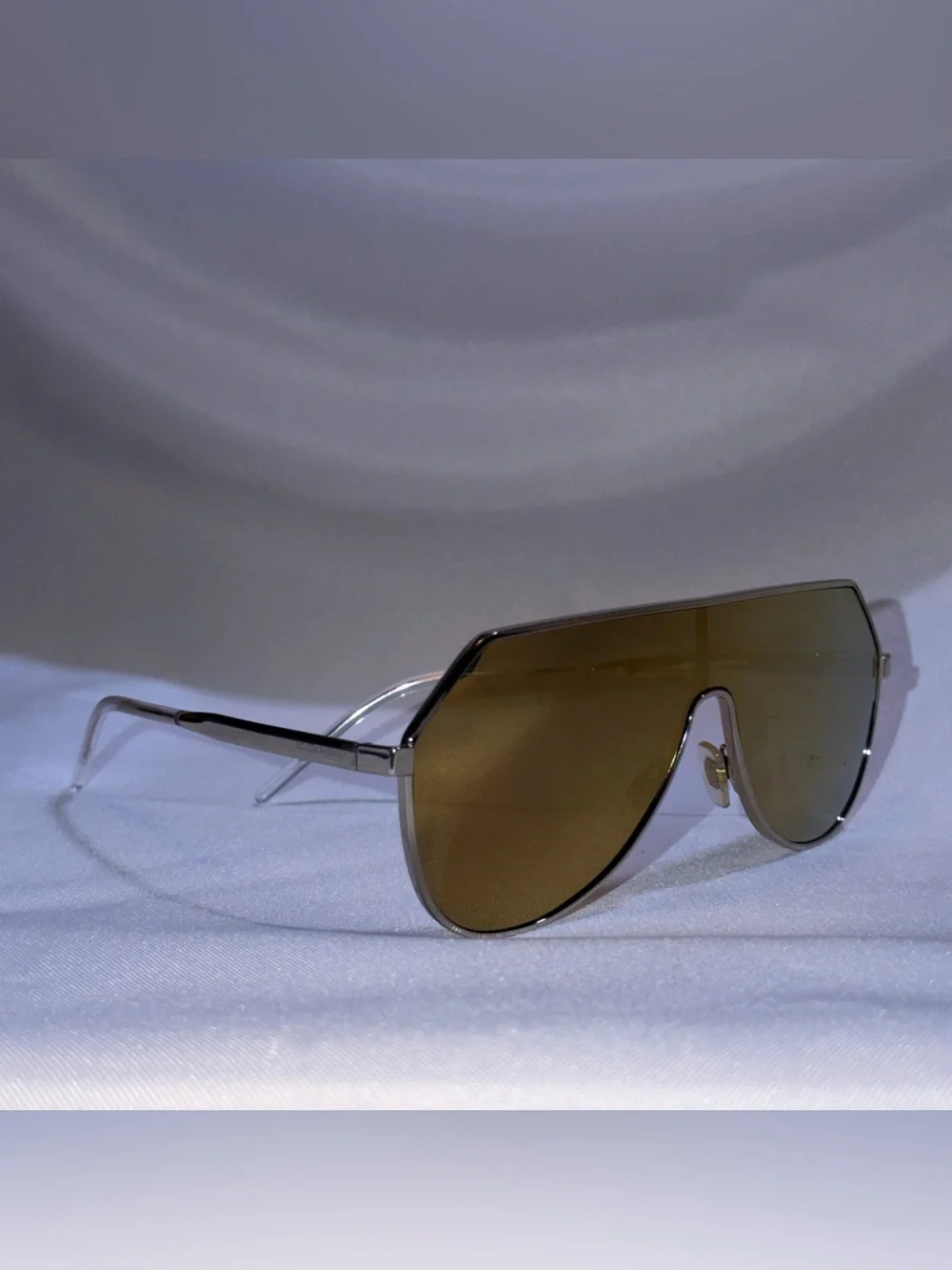 Dolce & Gabbana DG2221 498/7P Shield Sunglasses Gold Italy 145 Authentic